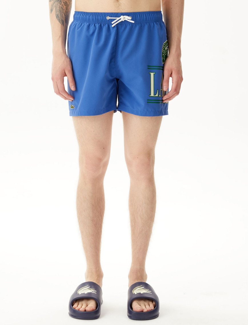 Lacoste Baskılı Erkek Mavi Deniz Şortu Lacoste Baskılı Erkek Mavi Deniz Şortu