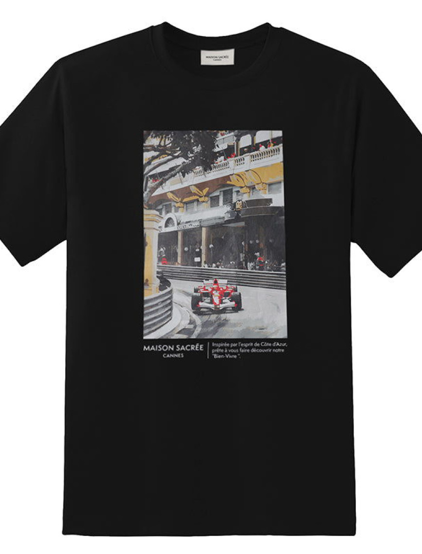 Maison Sacrée Larvotto Siyah Baskılı T-Shirt Maison Sacrée Larvotto Siyah Baskılı T-Shirt