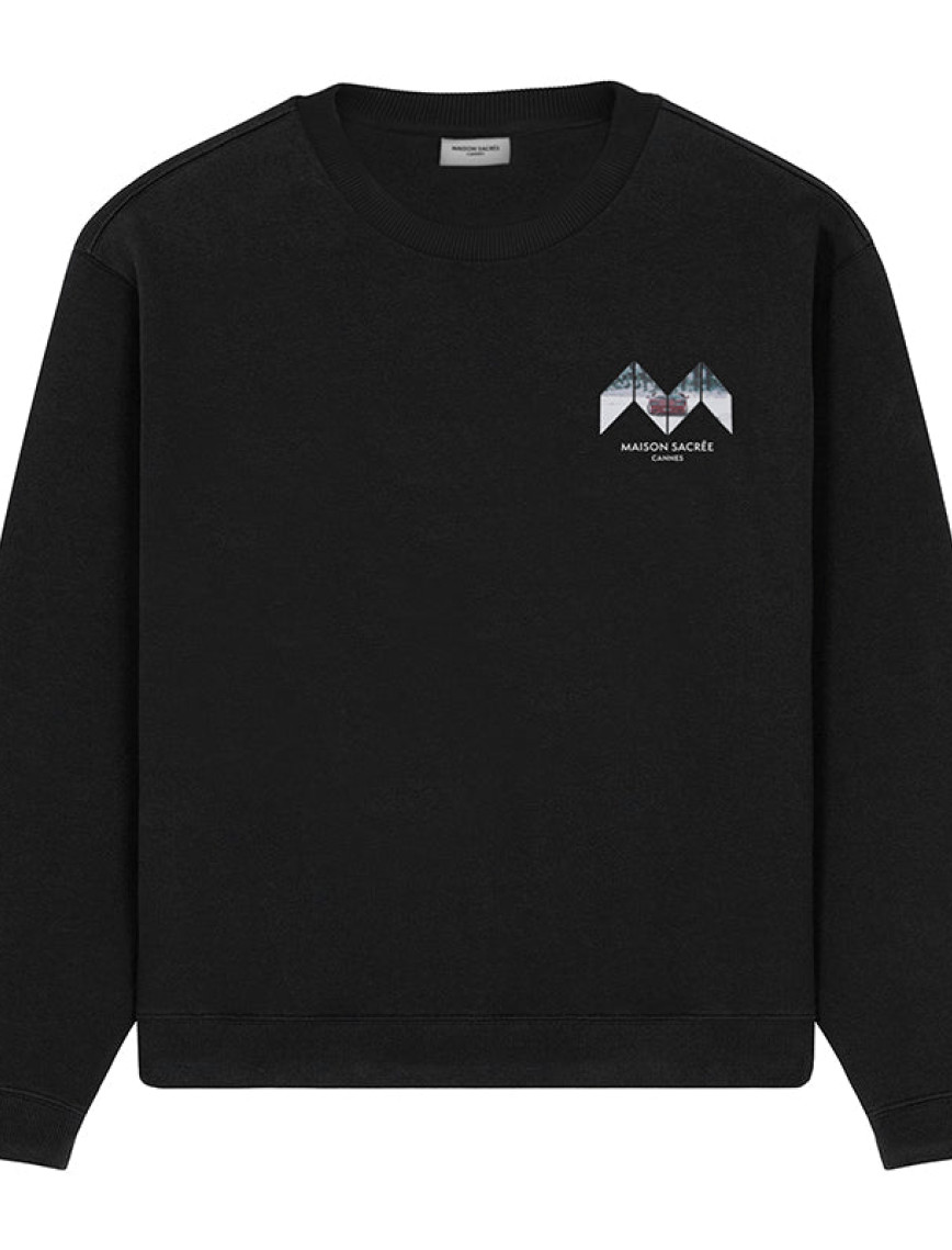 Maison Sacrée Sur La Neige Siyah Baskılı Sweatshirt Maison Sacrée Sur La Neige Siyah Baskılı Sweatshirt