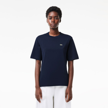Lacoste Kadın Relaxed Fit Bisiklet Yaka Lacivert T-Shirt Lacoste Kadın Relaxed Fit Bisiklet Yaka Lacivert T-Shirt