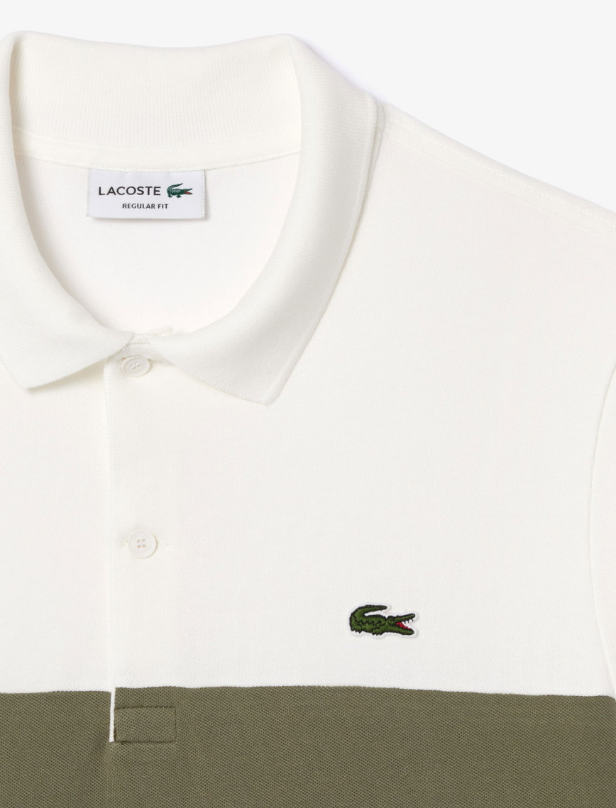 Lacoste Erkek Regular Fit Renk Bloklu Krem Polo Lacoste Erkek Regular Fit Renk Bloklu Krem Polo