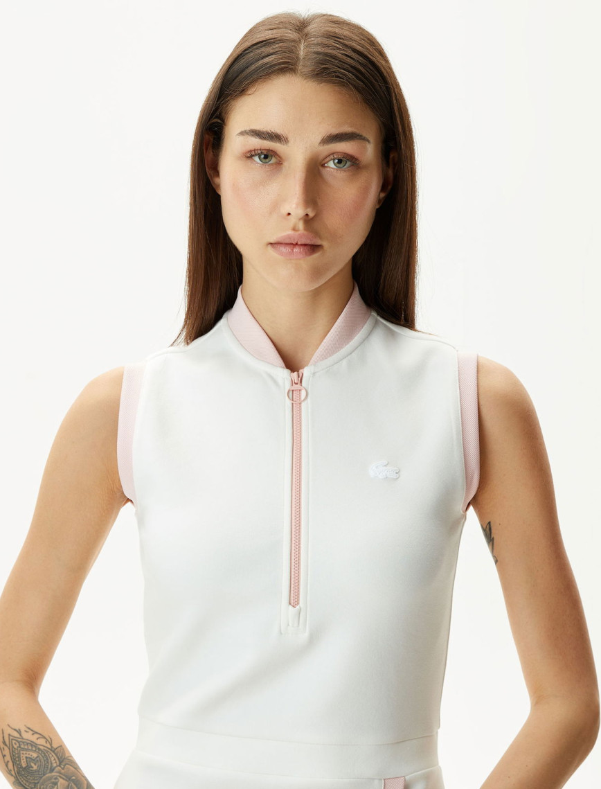 Lacoste Kadın Regular Fit Kolsuz Yarım Fermuarlı Renk Bloklu Beyaz Elbise Lacoste Kadın Regular Fit Kolsuz Yarım Fermuarlı Renk Bloklu Beyaz Elbise