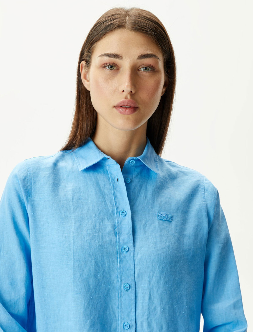 Lacoste Kadın Relaxed Fit Mavi Gömlek Lacoste Kadın Relaxed Fit Mavi Gömlek
