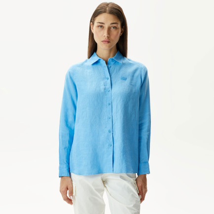 Lacoste Kadın Relaxed Fit Mavi Gömlek Lacoste Kadın Relaxed Fit Mavi Gömlek