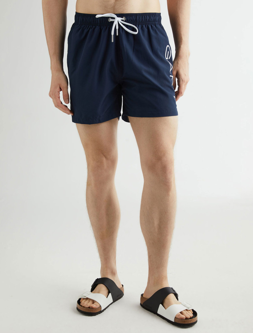 GANT Erkek Lacivert Regular Fit Logolu Mayo Şort GANT Erkek Lacivert Regular Fit Logolu Mayo Şort