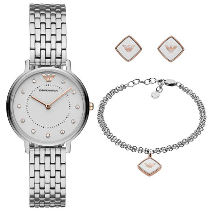 Emporio Armani AR80023 Kadın Kol Saati Bileklik ve Küpe Seti Emporio Armani AR80023 Kadın Kol Saati Bileklik ve Küpe Seti