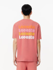 Lacoste Erkek Classic Fit Bisiklet Yaka Baskılı Pembe T-Shirt