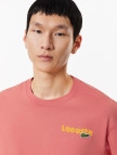Lacoste Erkek Classic Fit Bisiklet Yaka Baskılı Pembe T-Shirt