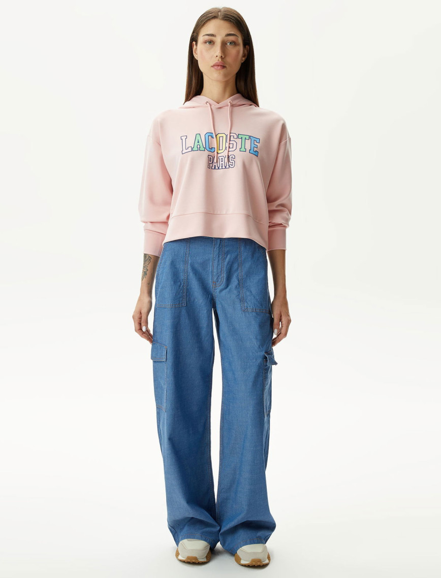 Lacoste Kadın Loose Fit Mavi Jean Pantolon Lacoste Kadın Loose Fit Mavi Jean Pantolon