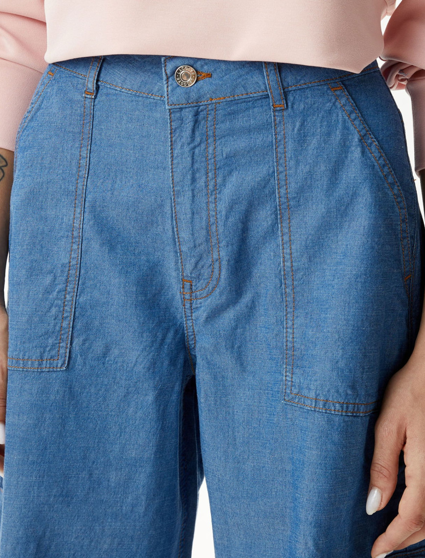 Lacoste Kadın Loose Fit Mavi Jean Pantolon Lacoste Kadın Loose Fit Mavi Jean Pantolon