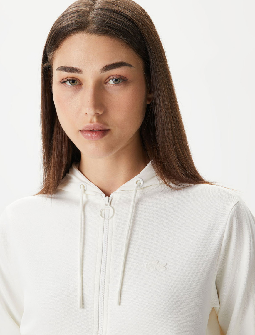 Lacoste Regular Fit Kadın Beyaz Hoodie