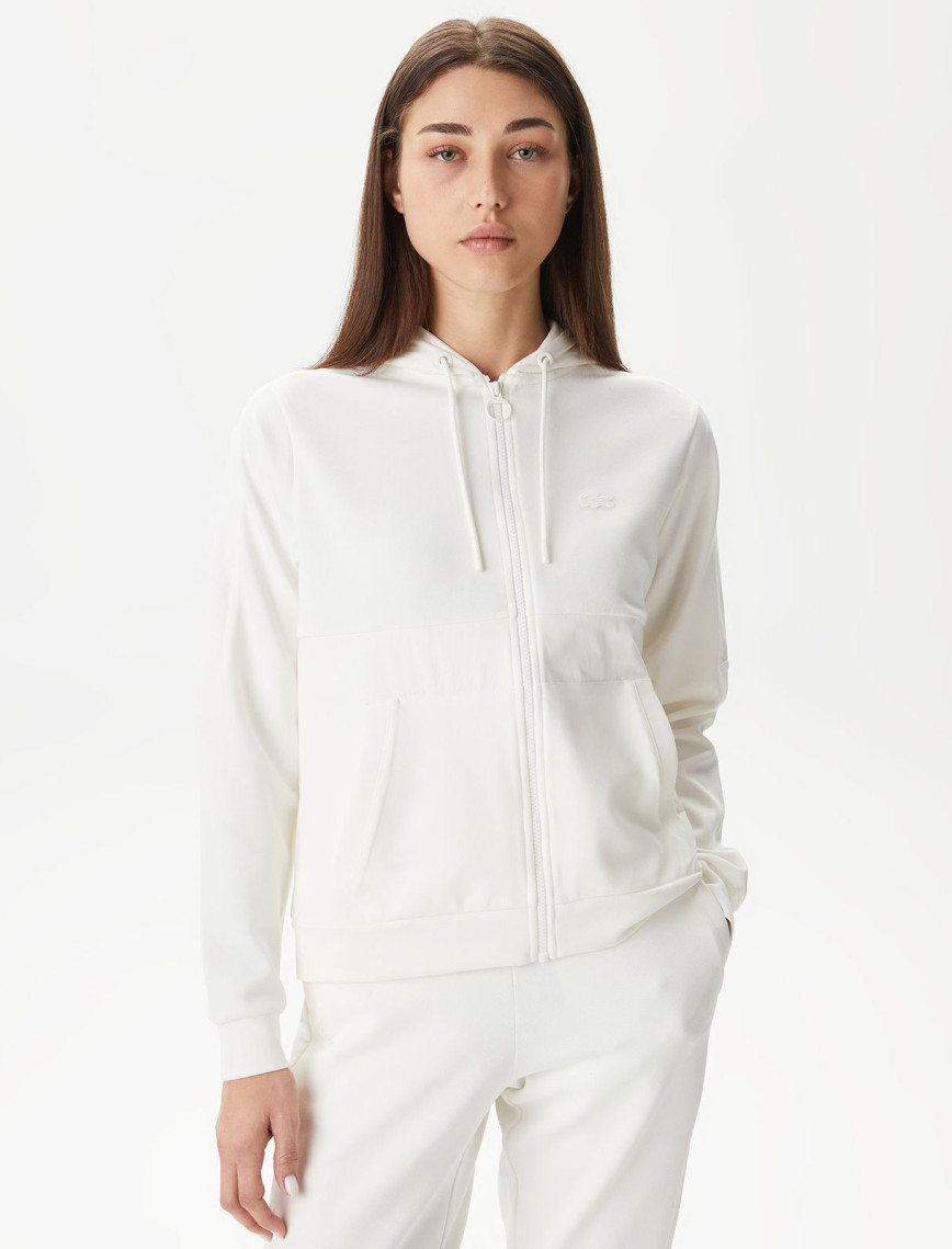 Lacoste Regular Fit Kadın Beyaz Hoodie