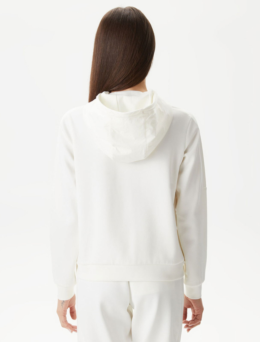 Lacoste Regular Fit Kadın Beyaz Hoodie
