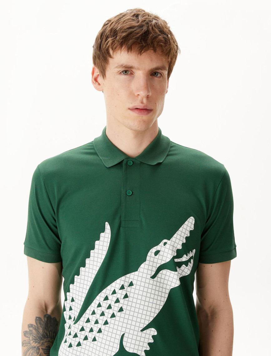 Lacoste Erkek Regular Fit Baskılı Yeşil Polo Lacoste Erkek Regular Fit Baskılı Yeşil Polo