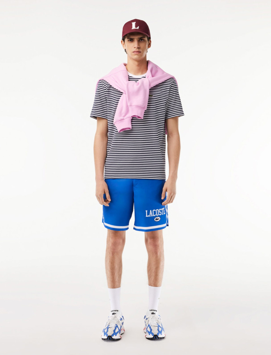 Lacoste Erkek Classic Fit Bisiklet Yaka Çizgili Beyaz T-Shirt Lacoste Erkek Classic Fit Bisiklet Yaka Çizgili Beyaz T-Shirt