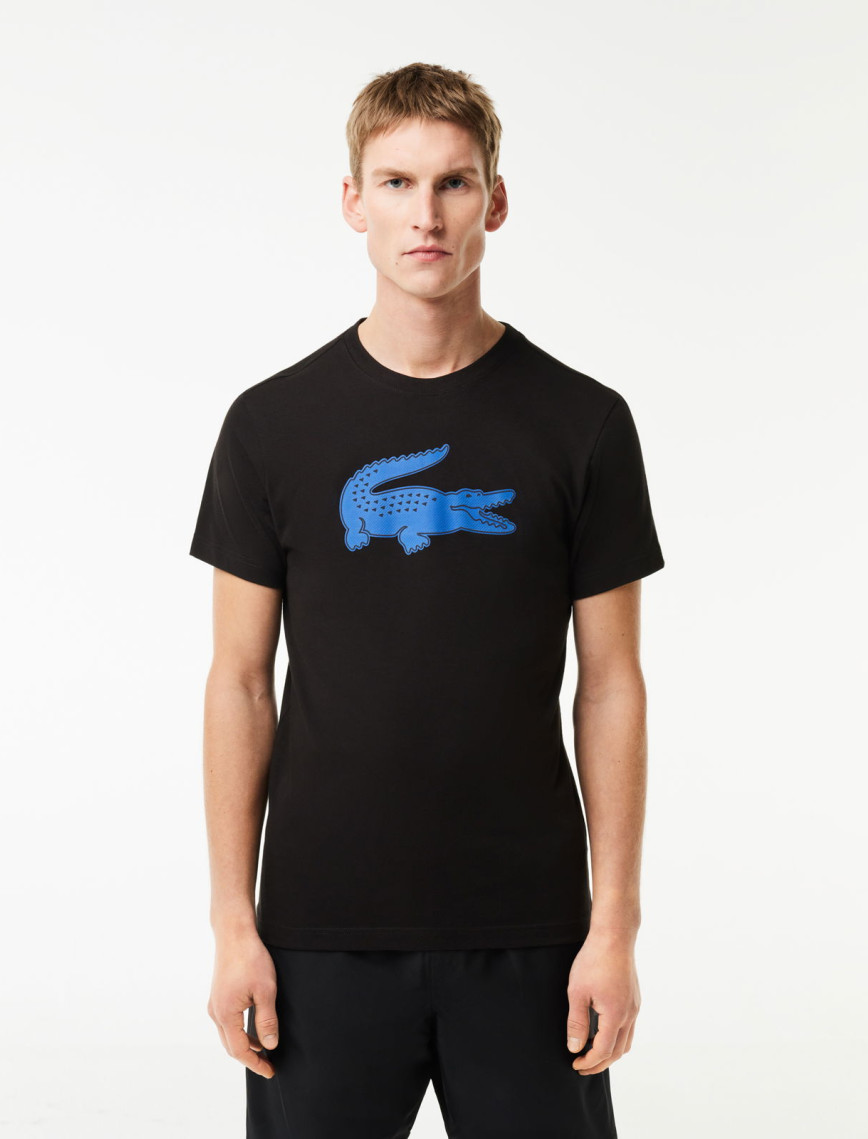 Lacoste Erkek Regular Fit Bisiklet Yaka Baskılı Siyah T-Shirt Lacoste Erkek Regular Fit Bisiklet Yaka Baskılı Siyah T-Shirt