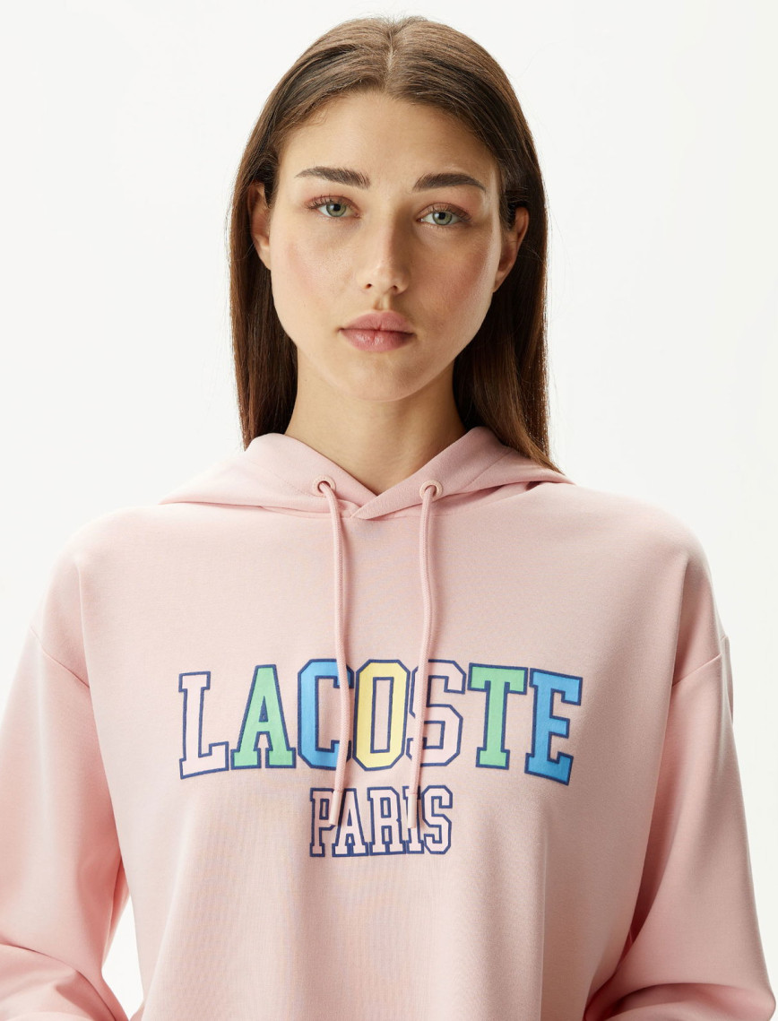 Lacoste Kadın Relaxed Fit Kapüşonlu Baskılı Pembe Sweatshirt Lacoste Kadın Relaxed Fit Kapüşonlu Baskılı Pembe Sweatshirt