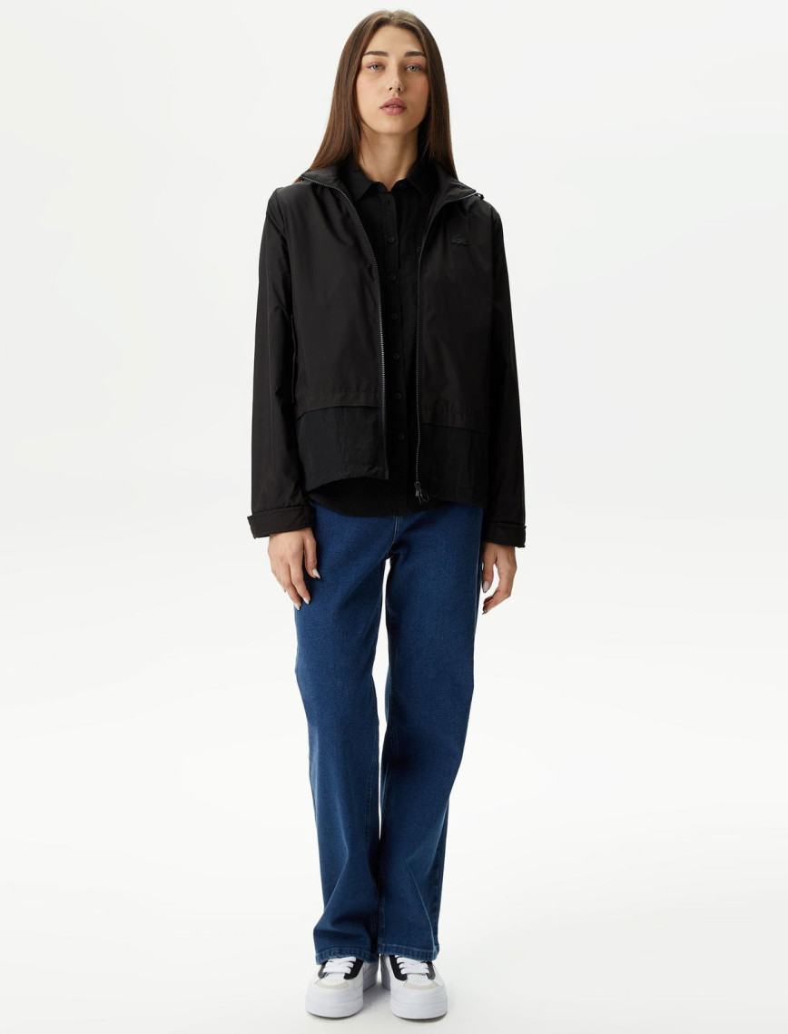 Lacoste Kadın Kapüşonlu Siyah Mont