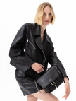Albinia Siyah Kadın Deri Biker Ceket Albinia Siyah Kadın Deri Biker Ceket