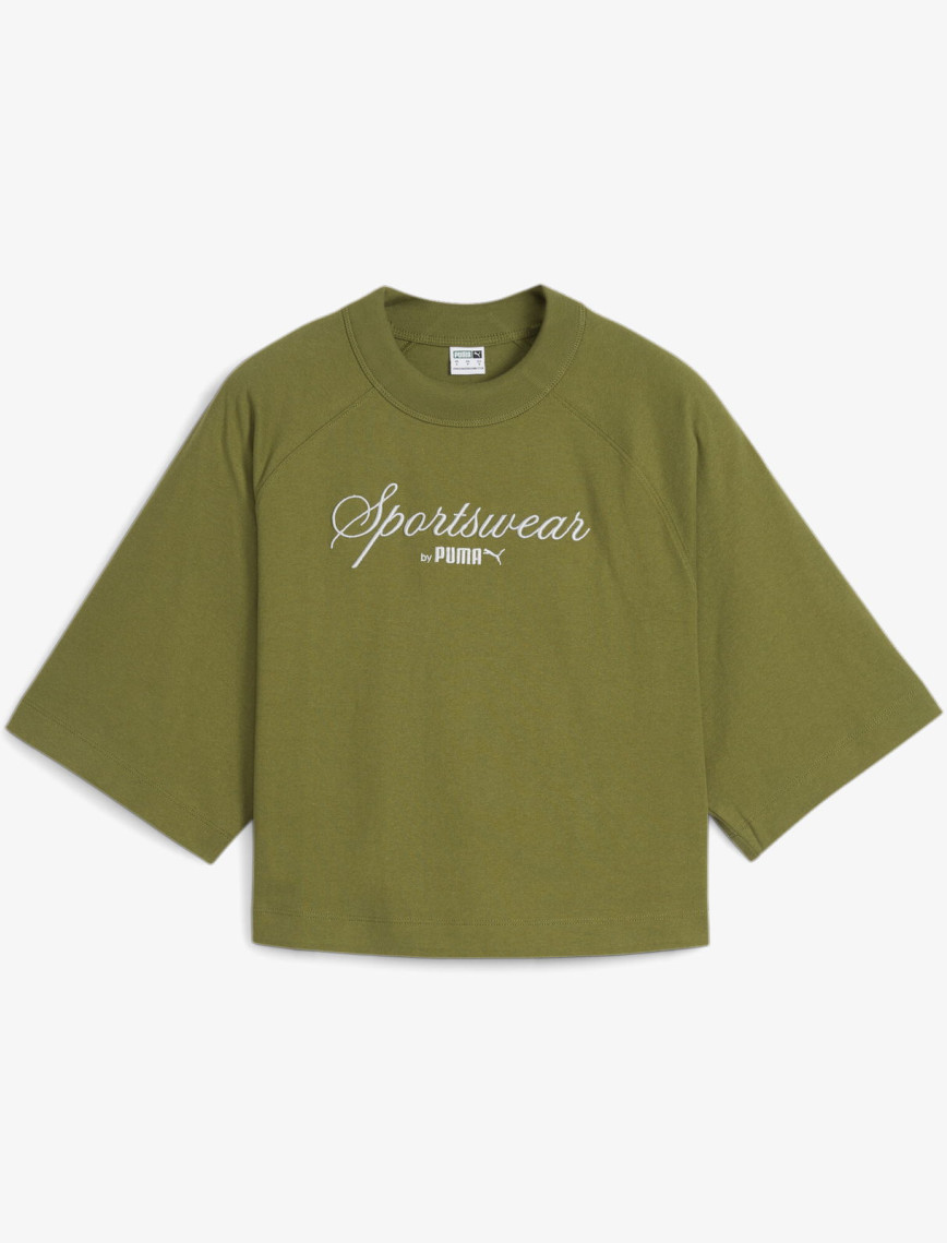 Puma Classics+ Oversized Kadın Yeşil T-Shirt Puma Classics+ Oversized Kadın Yeşil T-Shirt