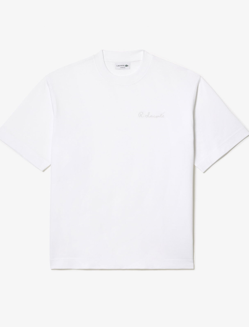 Lacoste Erkek Oversize Fit Bisiklet Yaka Beyaz T-Shirt Lacoste Erkek Oversize Fit Bisiklet Yaka Beyaz T-Shirt