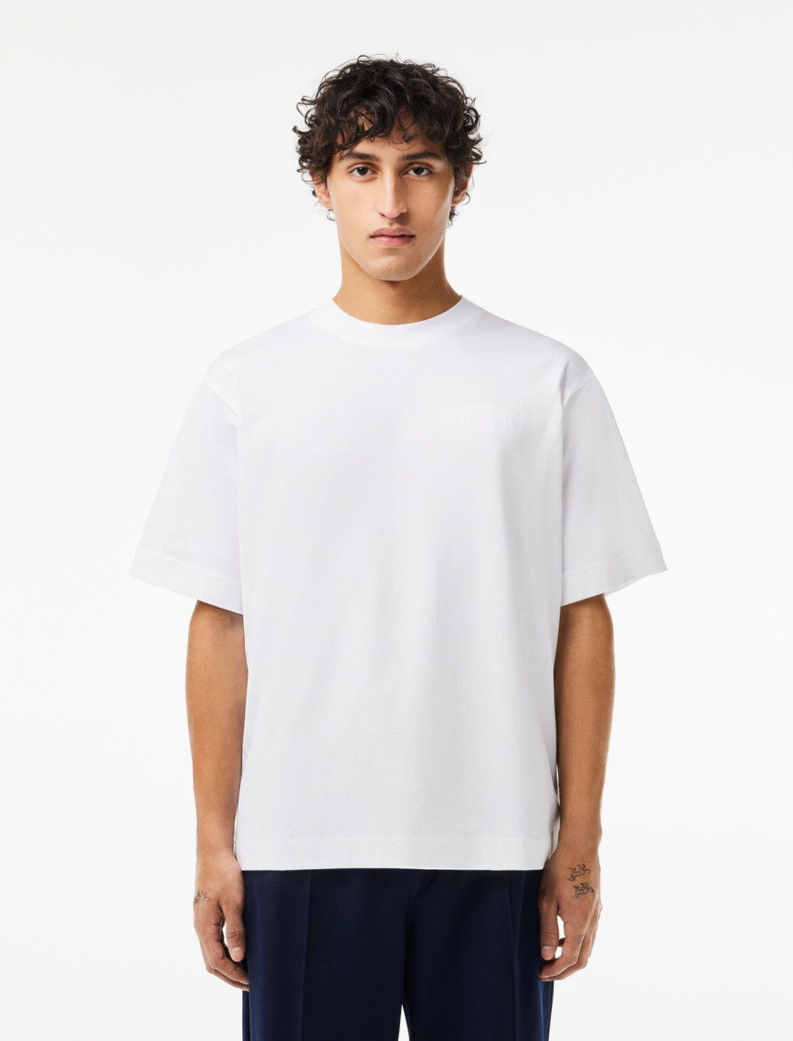 Lacoste Erkek Oversize Fit Bisiklet Yaka Beyaz T-Shirt Lacoste Erkek Oversize Fit Bisiklet Yaka Beyaz T-Shirt