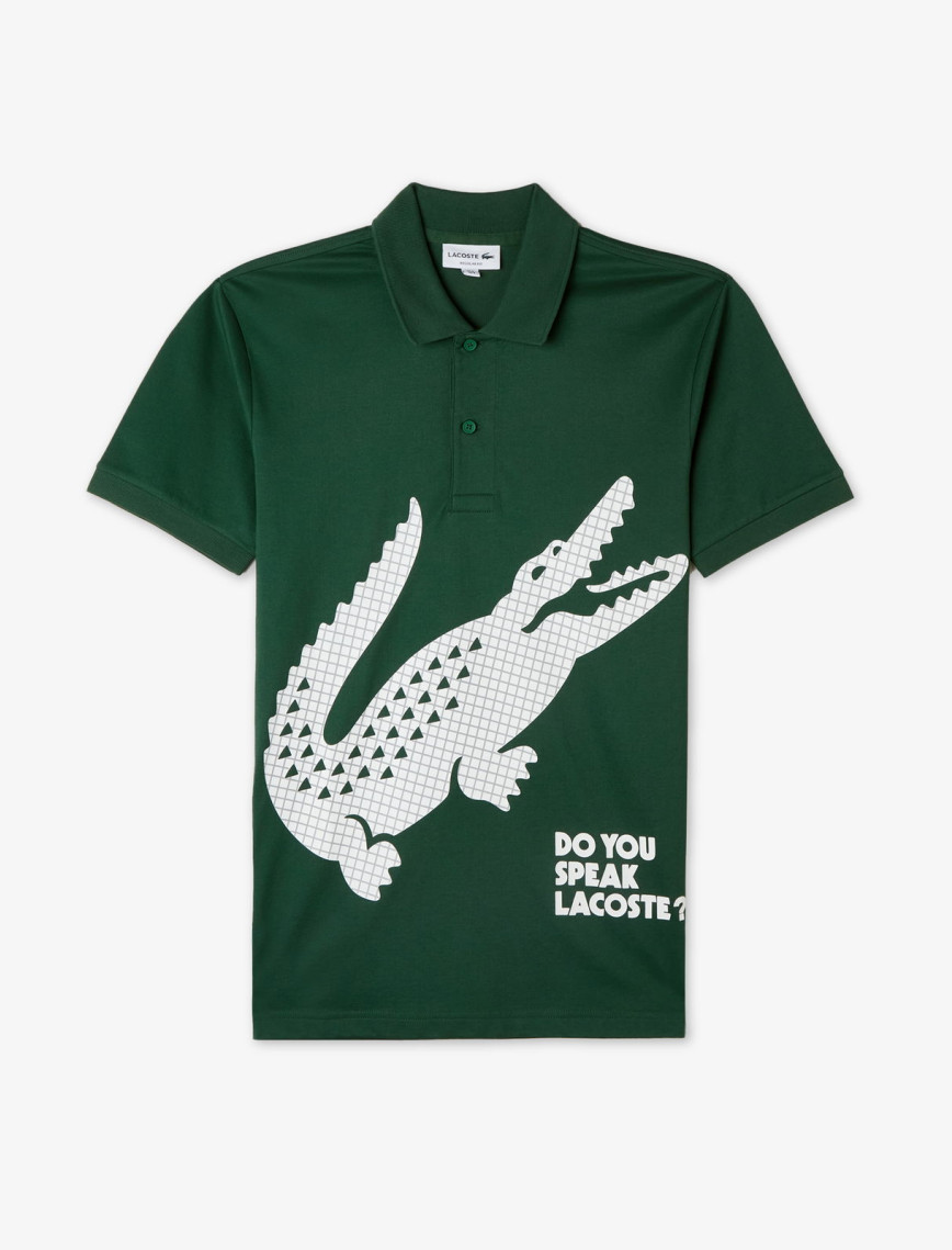Lacoste Erkek Regular Fit Baskılı Yeşil Polo Lacoste Erkek Regular Fit Baskılı Yeşil Polo