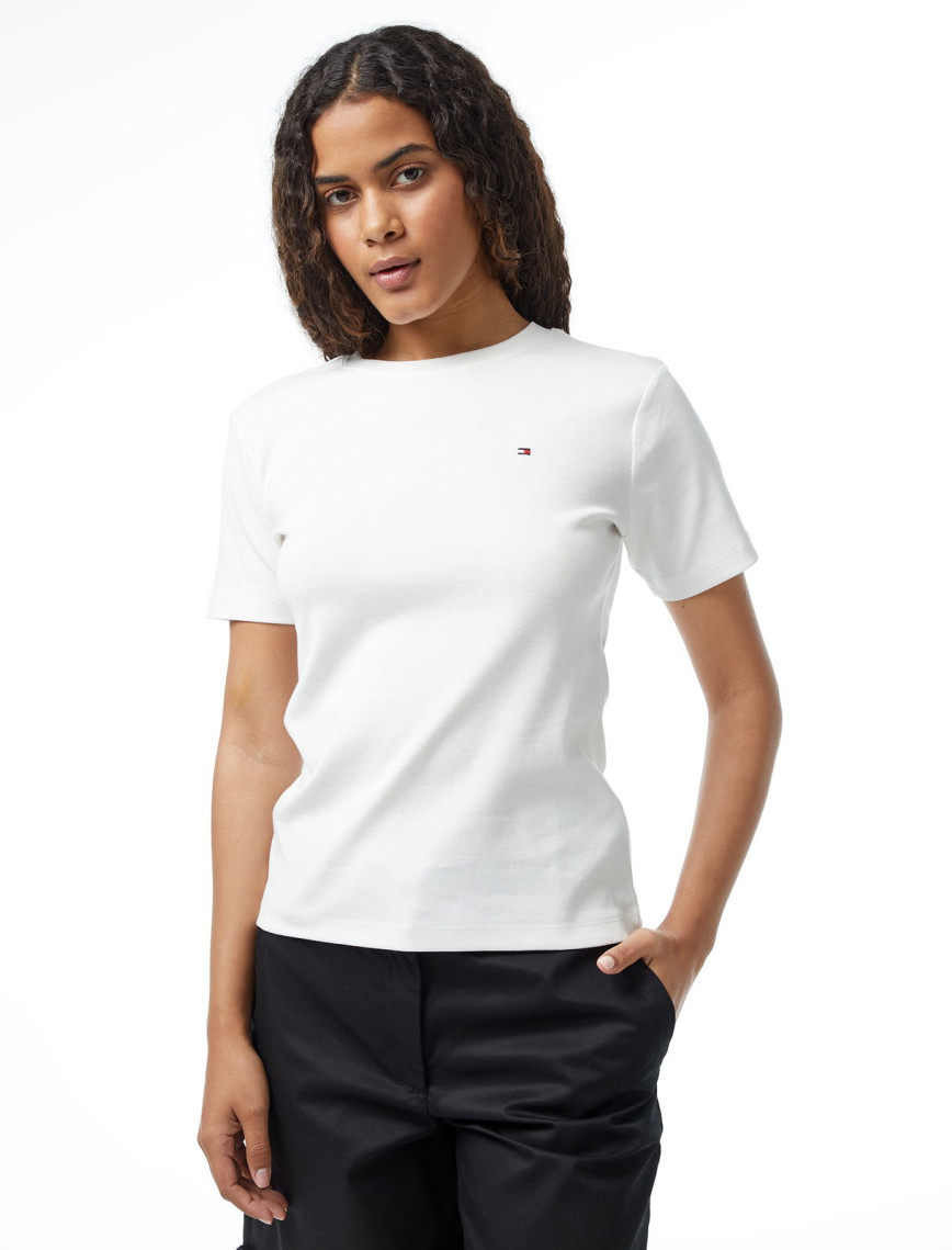 Tommy Hilfiger New Slim Cody Kadın Beyaz T-Shirt Tommy Hilfiger New Slim Cody Kadın Beyaz T-Shirt
