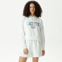 Lacoste Kadın Relaxed Fit Kapüşonlu Baskılı Beyaz Sweatshirt Lacoste Kadın Relaxed Fit Kapüşonlu Baskılı Beyaz Sweatshirt