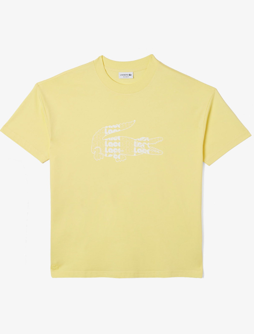 Lacoste Erkek Oversize Fit Bisiklet Yaka Baskılı Sarı T-Shirt Lacoste Erkek Oversize Fit Bisiklet Yaka Baskılı Sarı T-Shirt