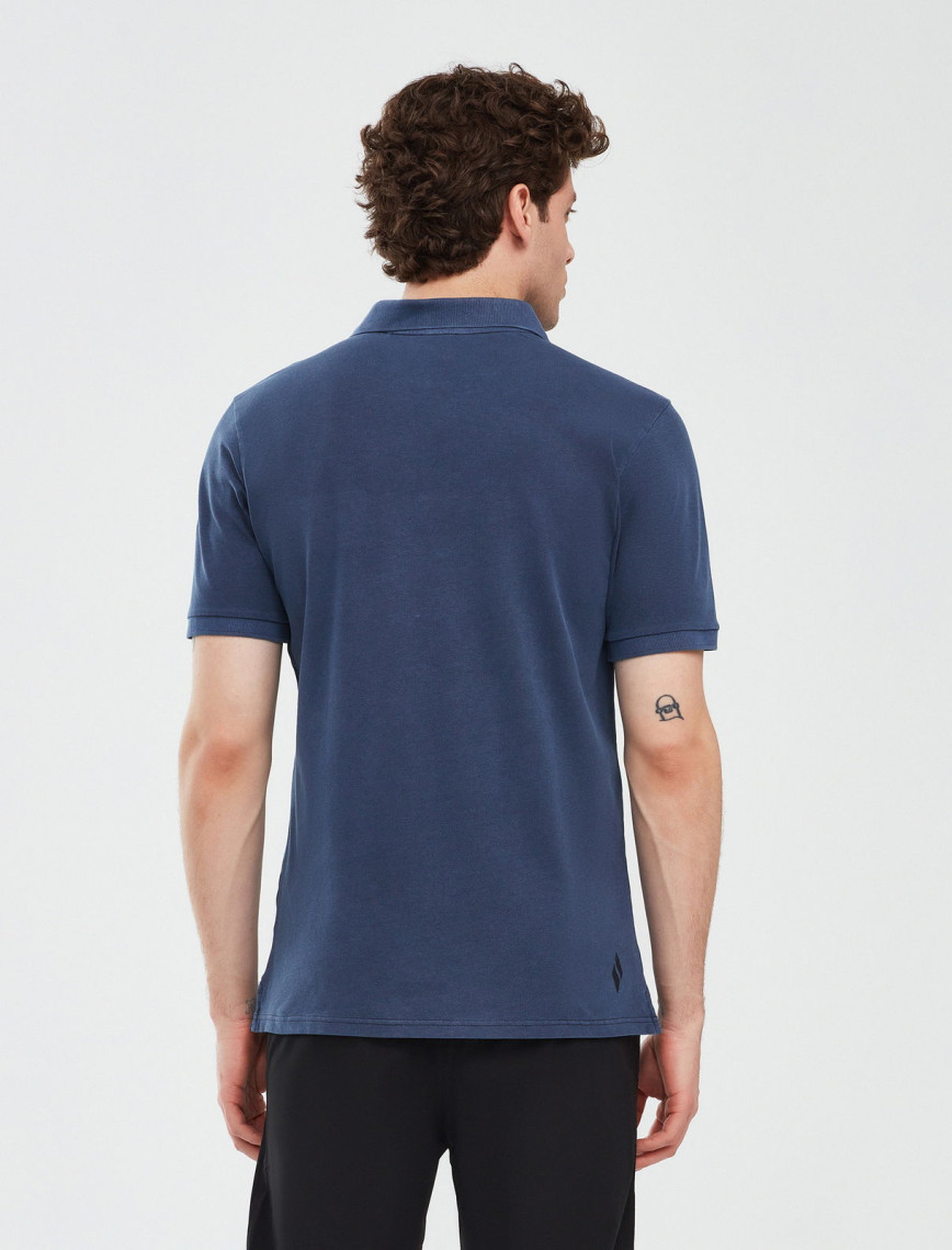 Skechers Organic Erkek Mavi Günlük Polo T-Shirt
