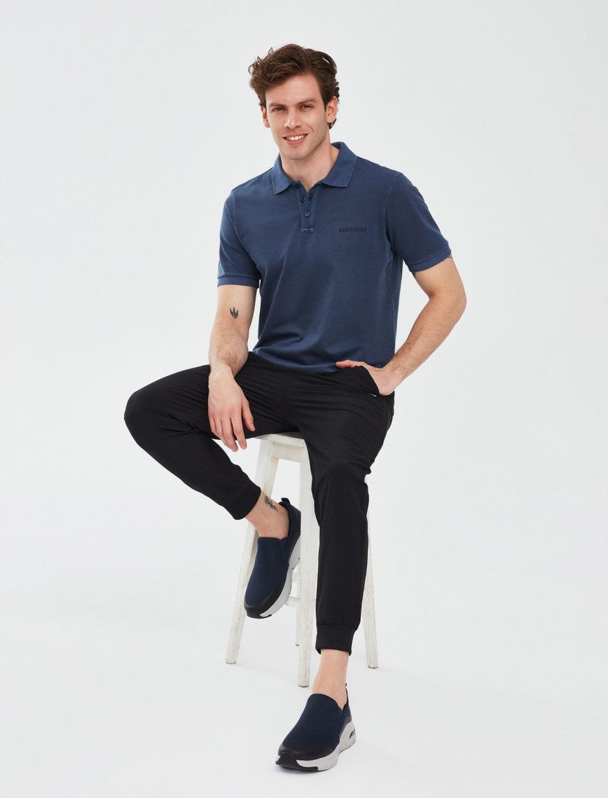 Skechers Organic Erkek Mavi Günlük Polo T-Shirt