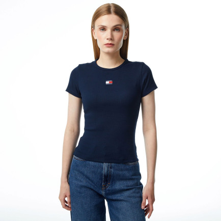 Tommy Jeans Slim Badge Rib Kadın Lacivert T-Shirt