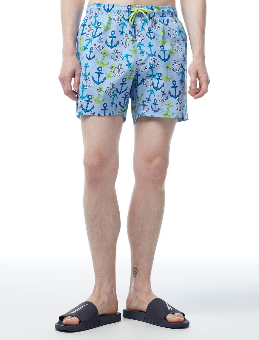 Nautica Erkek Mavi Standart Fit Mayo Şort