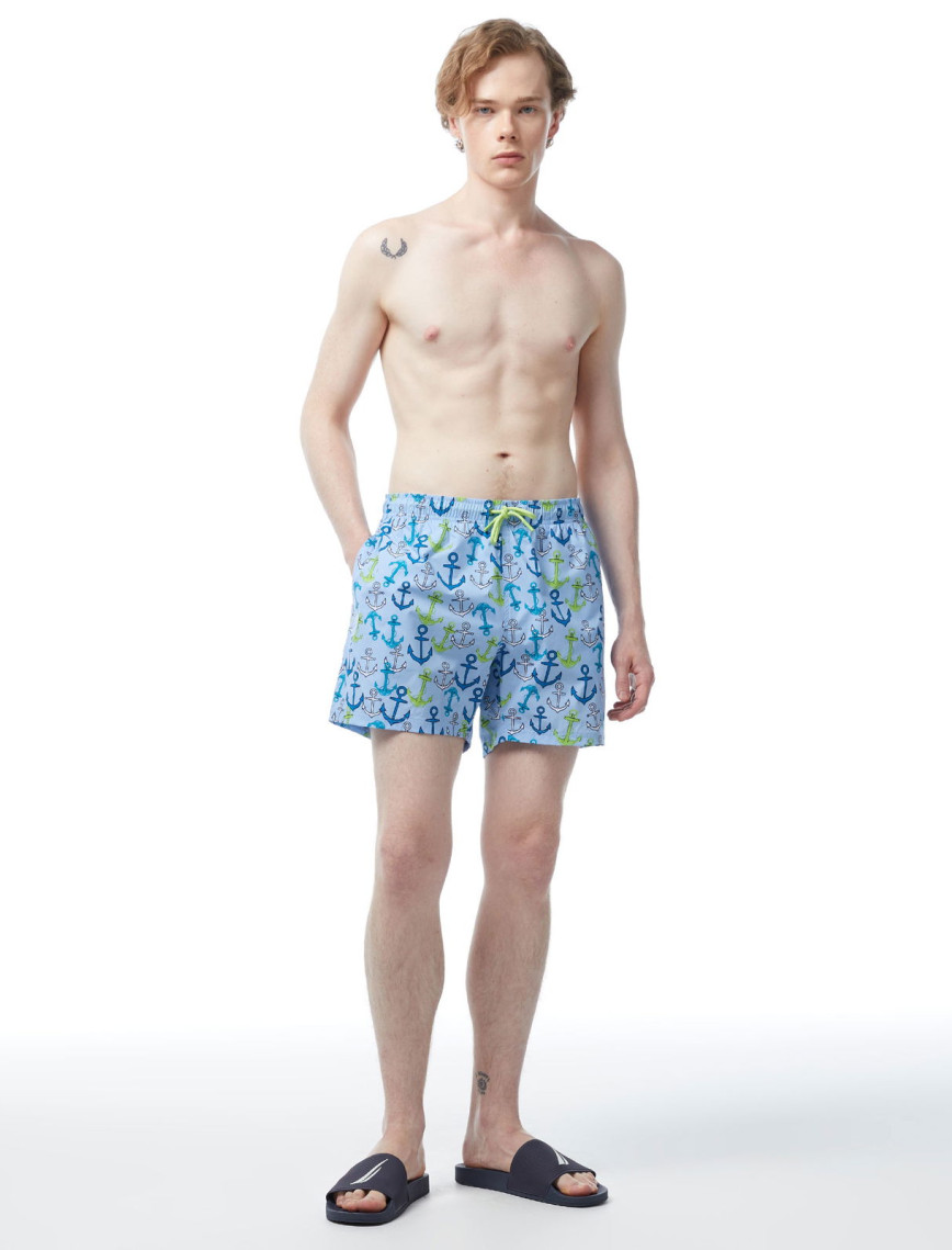 Nautica Erkek Mavi Standart Fit Mayo Şort