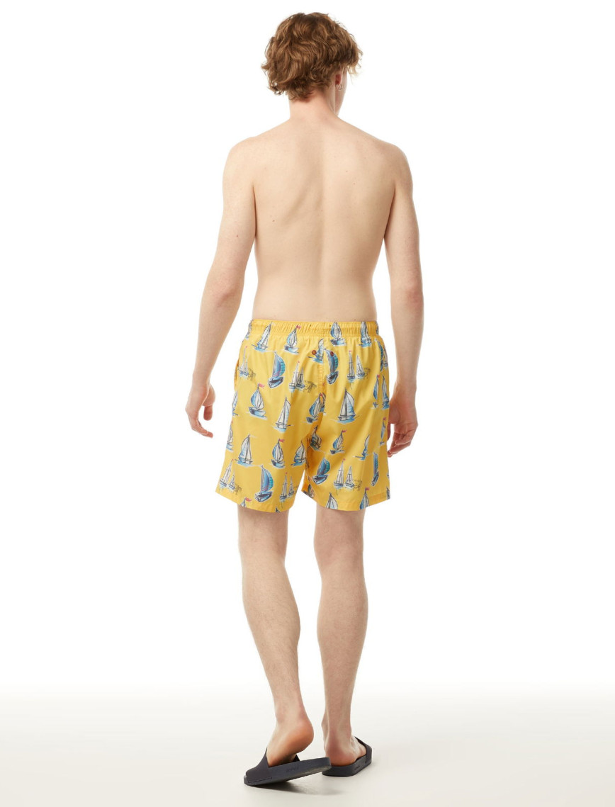 Nautica Erkek Sarı Standart Fit Mayo Şort