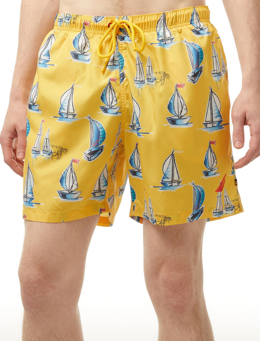 Nautica Erkek Sarı Standart Fit Mayo Şort