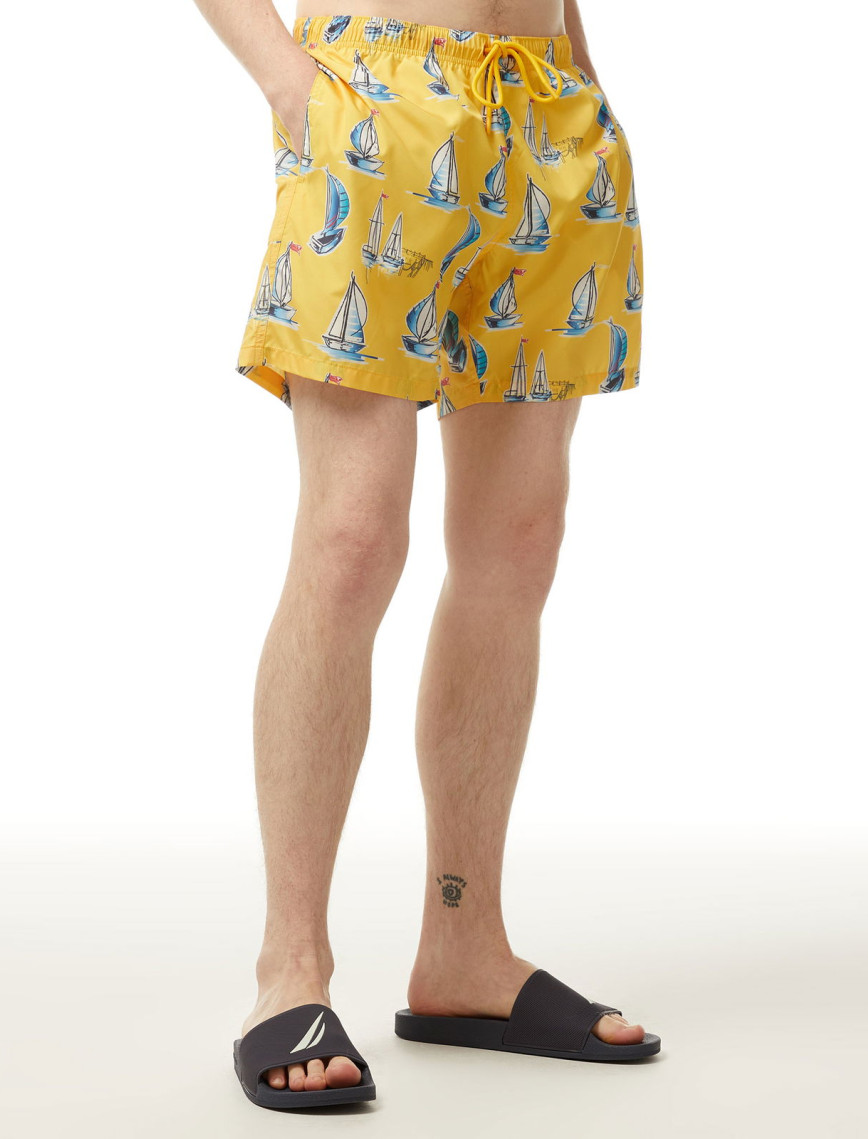 Nautica Erkek Sarı Standart Fit Mayo Şort