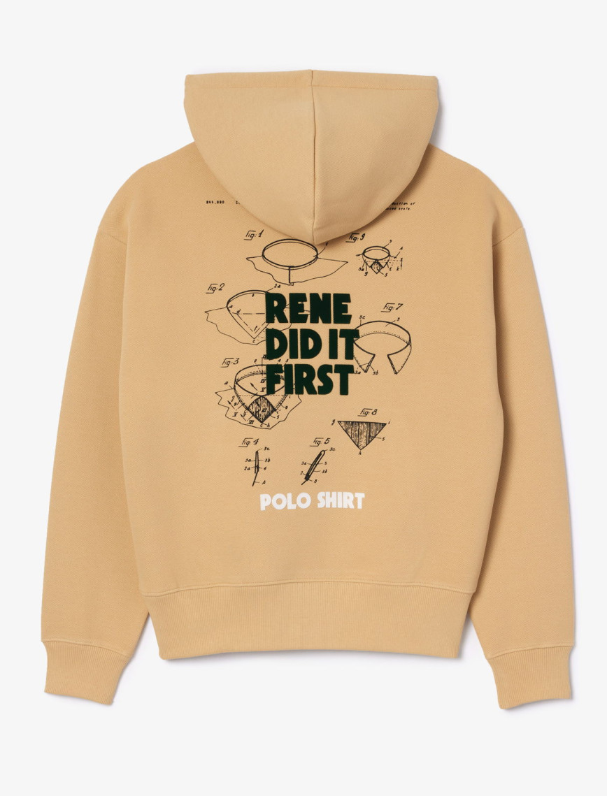 Lacoste Classic Unisex Relaxed Fit Bej Hoodie Lacoste Classic Unisex Relaxed Fit Bej Hoodie