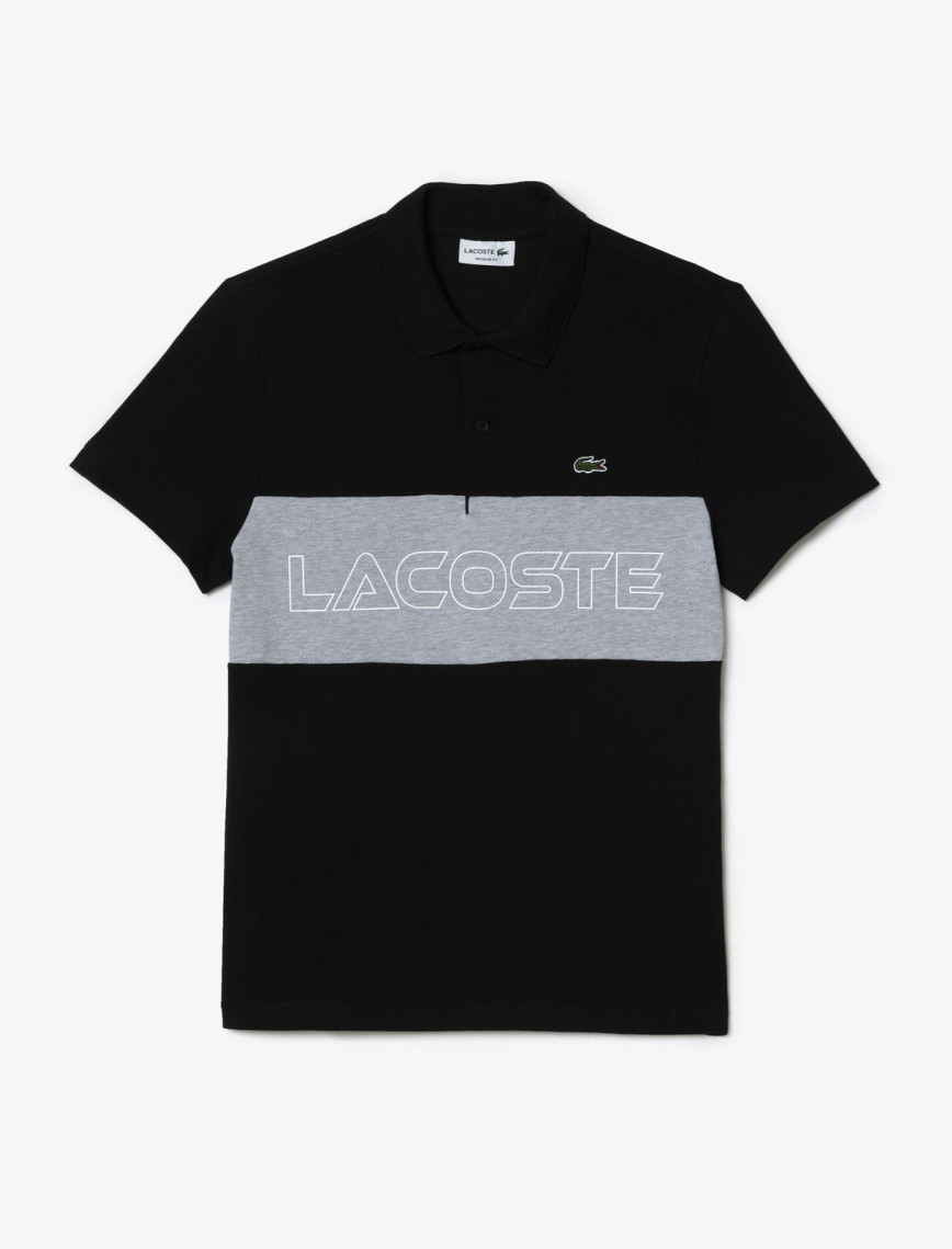 Lacoste Erkek Regular Fit Renk Bloklu Siyah Polo Lacoste Erkek Regular Fit Renk Bloklu Siyah Polo