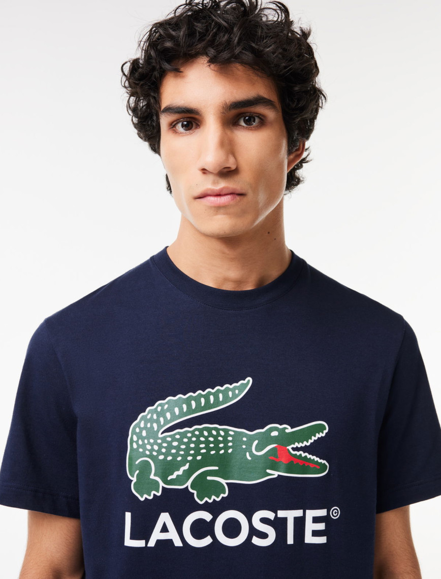 Lacoste Erkek Regular Fit Bisiklet Yaka Baskılı Lacivert T-Shirt Lacoste Erkek Regular Fit Bisiklet Yaka Baskılı Lacivert T-Shirt