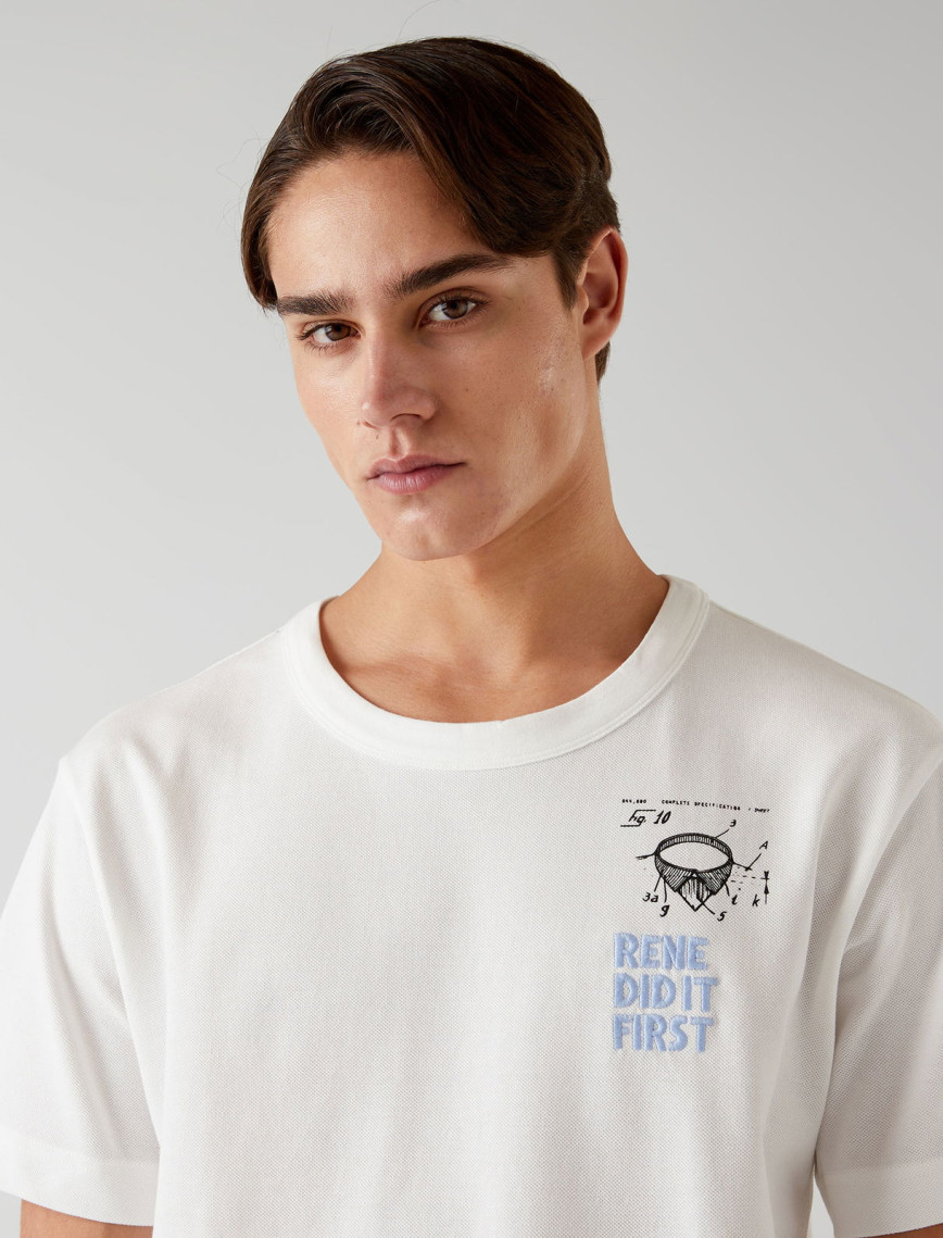 Lacoste Bisiklet Yaka Baskılı Erkek Beyaz T-Shirt Lacoste Bisiklet Yaka Baskılı Erkek Beyaz T-Shirt