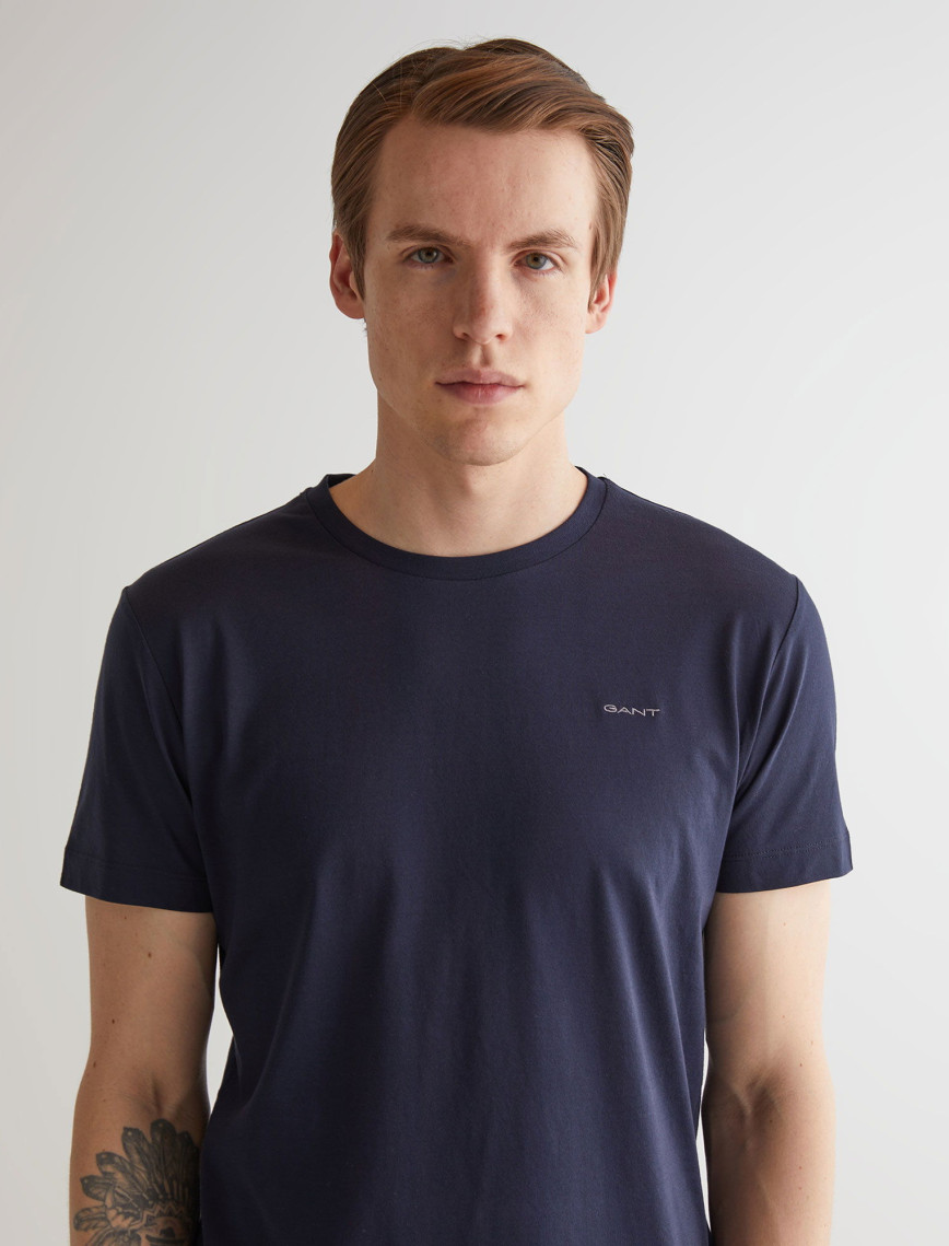 GANT Erkek Lacivert Slim Fit Bisiklet Yaka T-shirt GANT Erkek Lacivert Slim Fit Bisiklet Yaka T-shirt