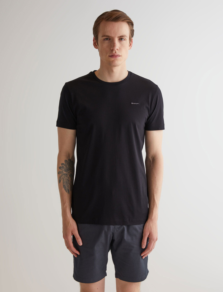 GANT Erkek Bej Slim Fit Bisiklet Yaka Logolu T-shirt GANT Erkek Bej Slim Fit Bisiklet Yaka Logolu T-shirt