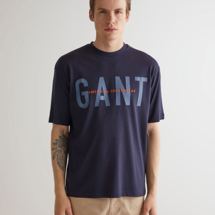 GANT Erkek Lacivert Oversize Fit Bisiklet Yaka Logolu T-shirt GANT Erkek Lacivert Oversize Fit Bisiklet Yaka Logolu T-shirt