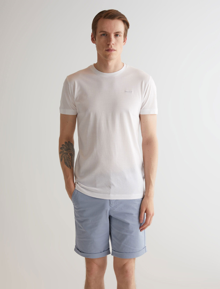 GANT Erkek Bej Slim Fit Bisiklet Yaka Logolu T-shirt GANT Erkek Bej Slim Fit Bisiklet Yaka Logolu T-shirt