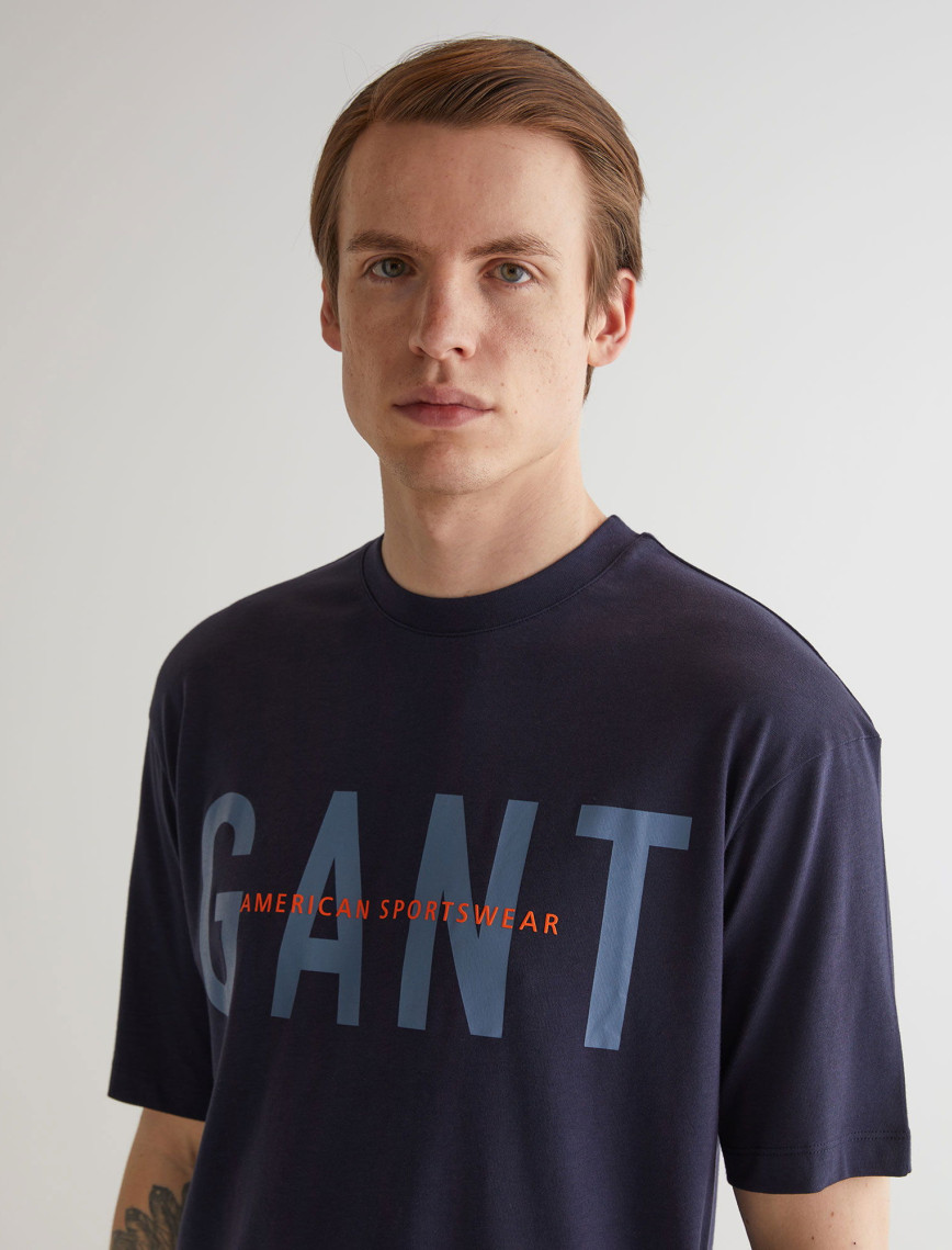 GANT Erkek Lacivert Oversize Fit Bisiklet Yaka Logolu T-shirt GANT Erkek Lacivert Oversize Fit Bisiklet Yaka Logolu T-shirt