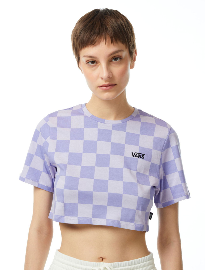 Vans Checker Crew Crop ii Kadın Mor T-Shirt Vans Checker Crew Crop ii Kadın Mor T-Shirt