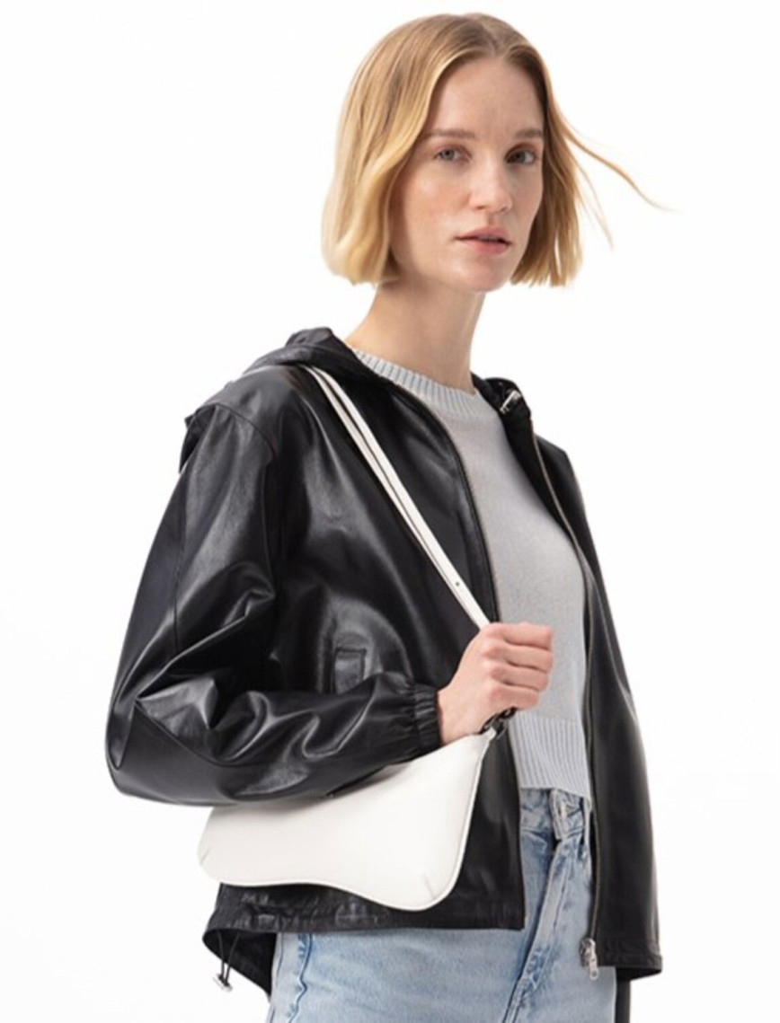 Alette Siyah Kadın Çift Taraflı Bomber Deri Ceket Alette Siyah Kadın Çift Taraflı Bomber Deri Ceket