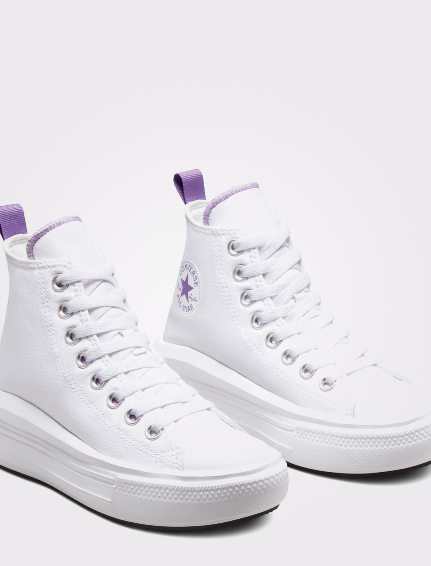 Converse Chuck Taylor All Star Move Platform Çocuk Mor Detaylı Beyaz Sneaker Converse Chuck Taylor All Star Move Platform Çocuk Mor Detaylı Beyaz Sneaker